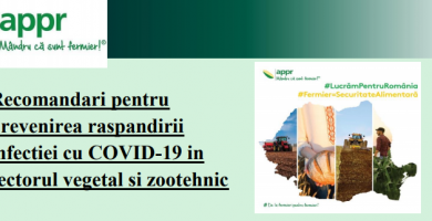 Recomandări pentru prevenirea raspandirii COVID 19 in sectorul vegetal si zootehnic
